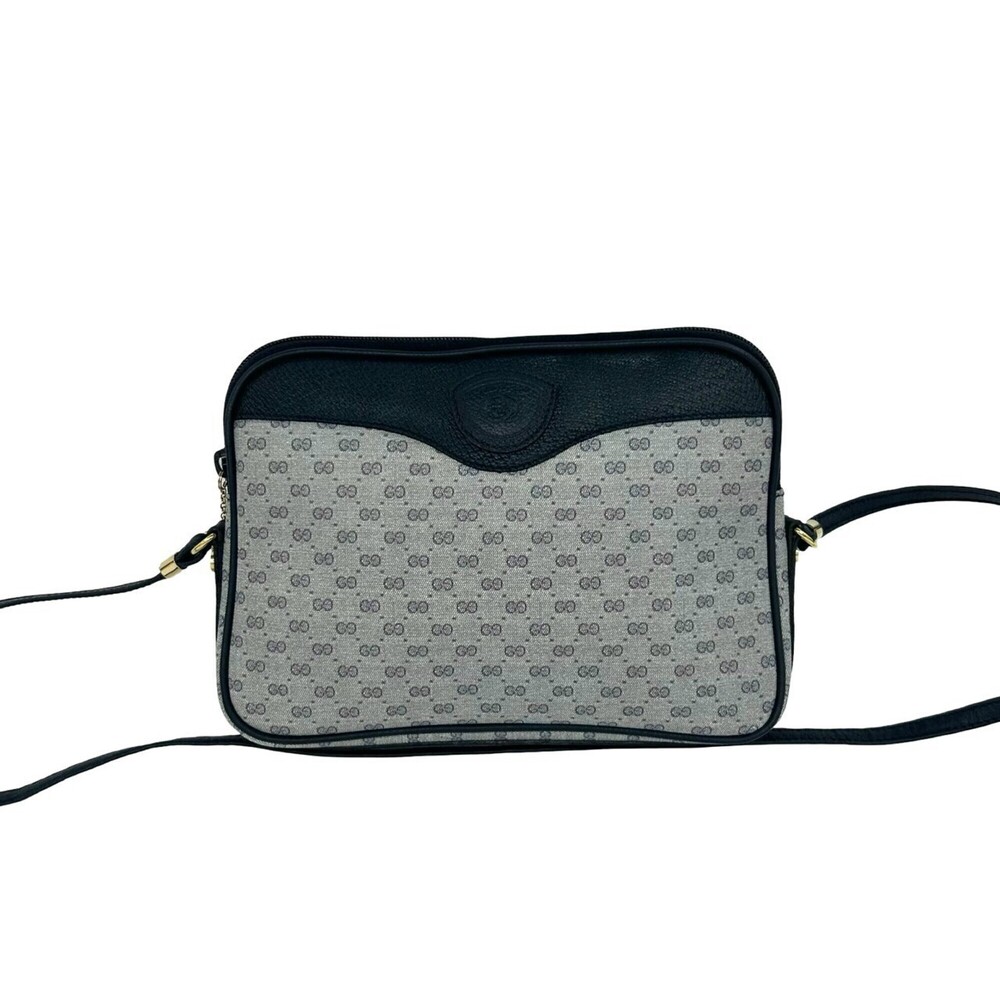 GUCCI Vintage Micro GG Logo Leather Shoulder Bag/Pouch, Navy, 24852